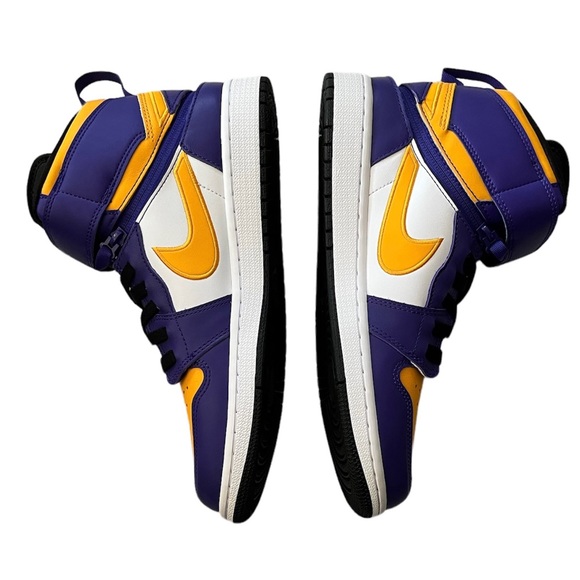 NEW Men’s Air Jordan 1 Hi FlyEase size 10 Purple LA Lakers Retro OG - Picture 3 of 13